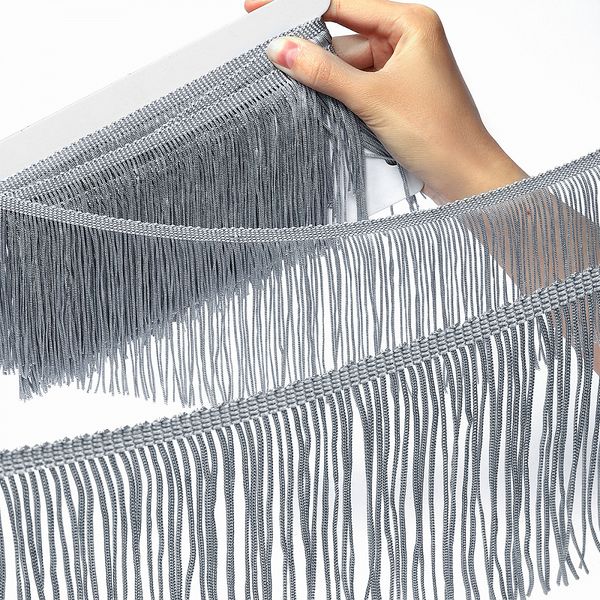 Бахрома отделочная широкая 150.0 мм / 4.5 метра, цв.серебро