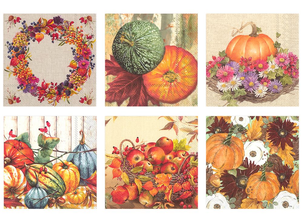 Салфетки для декупажа ассорти №74, 6 шт, Богатый урожай, Love2art №74