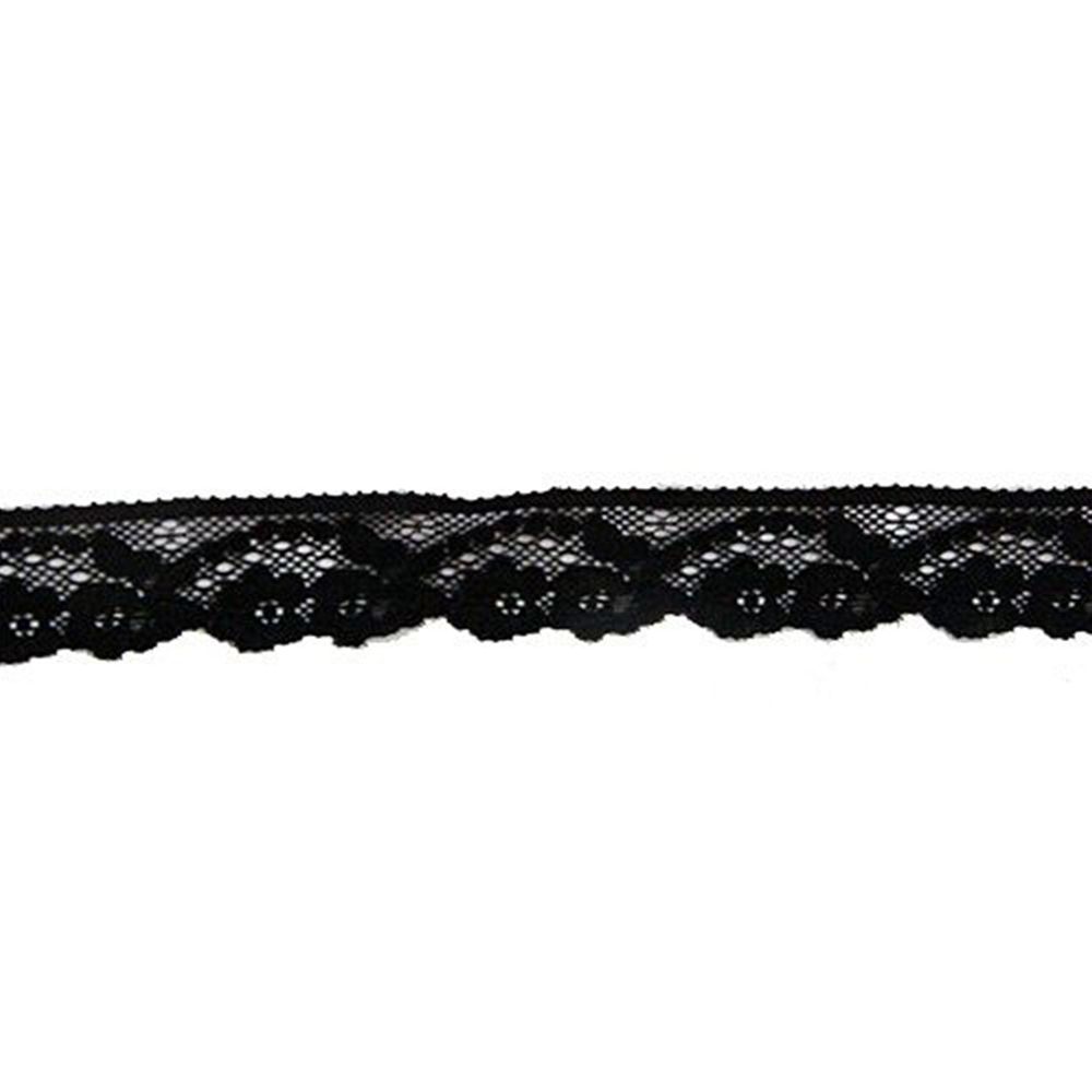 Кружево эластичное (стрейч) 30 мм, черный, 15 м