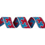 Лента (тесьма) жаккардовая 24.0 мм / 25±1 метров, рис.9591, Орнаменты и узоры народов севера, белый-красный-бирюзовый, Gamma С3772Г17 рис.9591