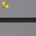 Кружево отделочное в стиле "трикотаж" 10 мм, TBY 1665, цв.10 черный, уп.27.4м