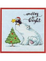 Набор для вышивания нитками Dimensions, Рождественский медведь, 15х15 см