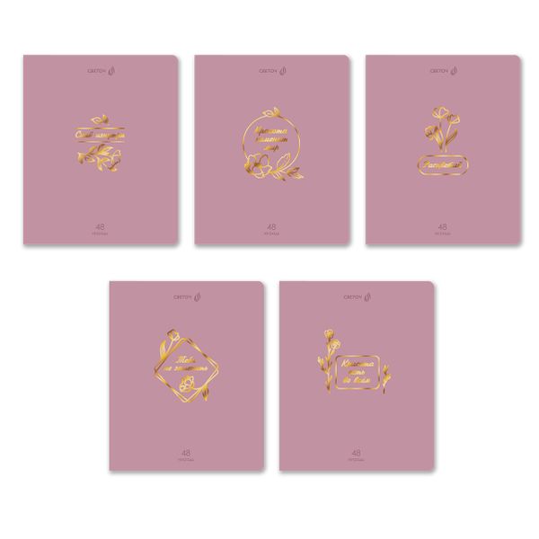 Тетрадь ученическая общая, тиснение золотой фольгой, A5 48 л. на скобе 65 г/м², белизна 100% 10 шт клетка, 01513 Мир красоты, Светоч Т199