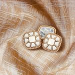 Пуговицы на ножке металлические 28L=18мм, С-MP07 цв.золото/белый, 10 шт