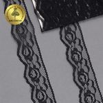 Кружево отделочное в стиле "трикотаж" 28 мм, диз. T-003 цв.черный уп.9м