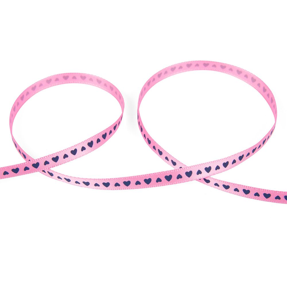 Лента атласная с рисунком _6.0 мм / 22.8 метров, S1/102 сердечки/св.лиловый, Gamma ALP-061