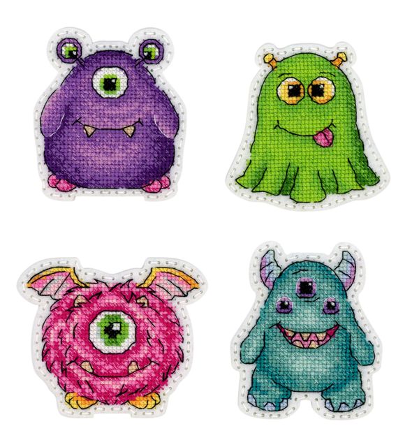 Набор для вышивания нитками МП Студия (Жар-птица), Монстрики. Значки. Магниты, 8х7 см