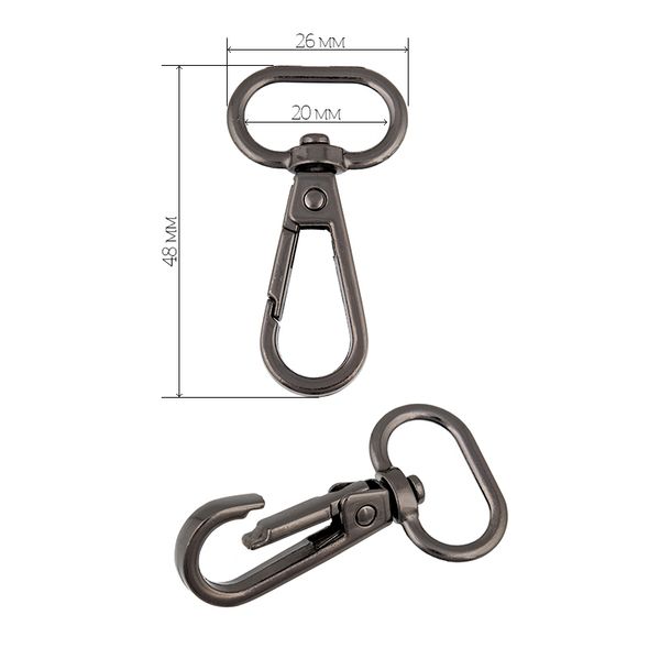 Карабин металл 20.0 мм (48х26 мм) AX11.3-20, цв. чер.никель уп. 10 шт