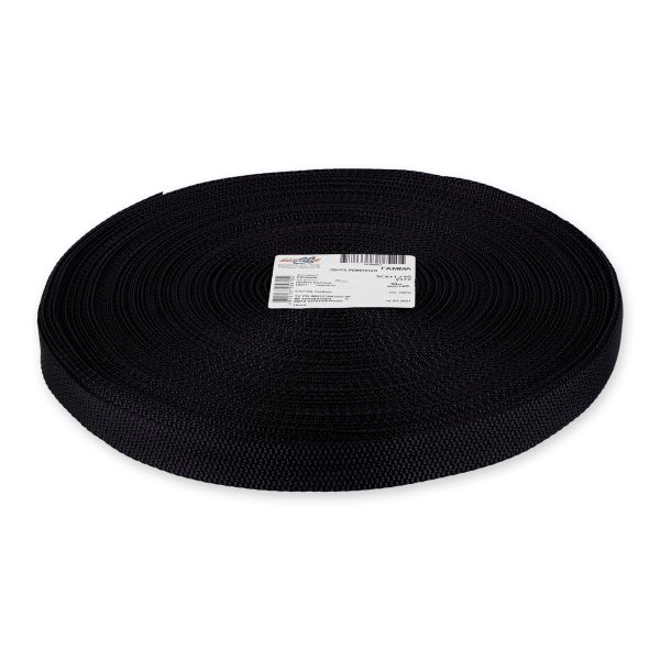 Стропа (ременная лента) 20 мм / 50 метров, толщ. 0.95 мм, [12.22 г/пог.м], 100% п/а, 00 черный, Gamma 5с611
