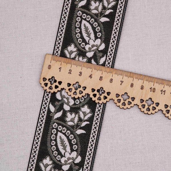 Лента (тесьма-бордюр) жаккардовая 60.0 мм / 25±1 метров, 6 черный, 3AR2679