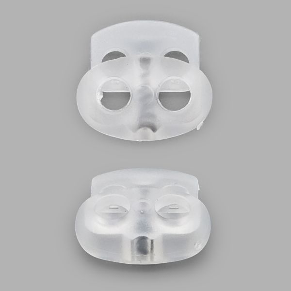 Фиксатор (зажим) для шнура пластик 2 отв., ⌀4.0 мм, 14х17 мм, овал малый ПП, прозрачный, 100 шт