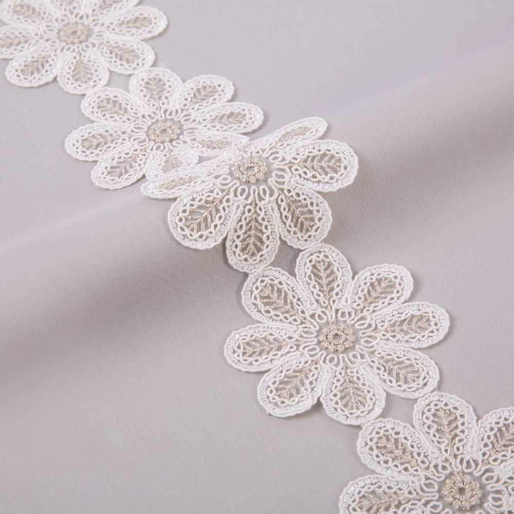 Кружево на сетке 80 мм / 11 м, кремовый, Gamma GFLM-24161