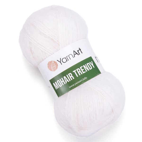 Пряжа YarnArt (ЯрнАрт) Mohair trendy / уп.5 мот. по 100 г, 220м, 101 белый
