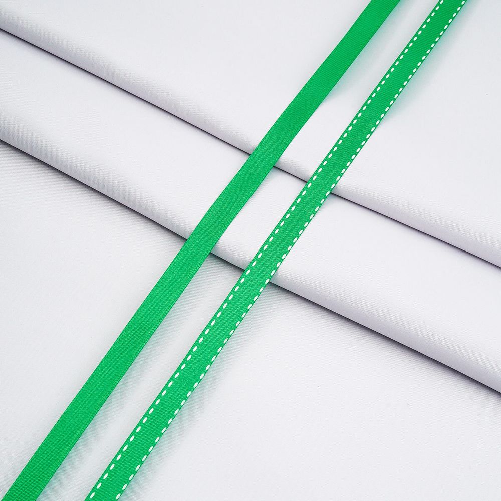 Лента репсовая (в рубчик) с рисунком 10.0 мм / 45.72 метра, ID 1063, цв. зел, 24464