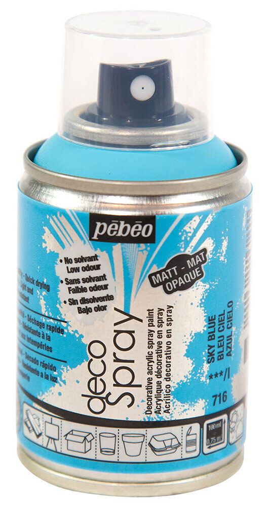 Краска на водной основе аэрозольная decoSpray 100 мл, 093716 небесно-голубой, Pebeo