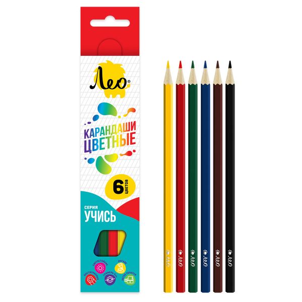 Набор цветных карандашей LNSCP-06 заточенный 8х6 цв, Лео LNSCP-06