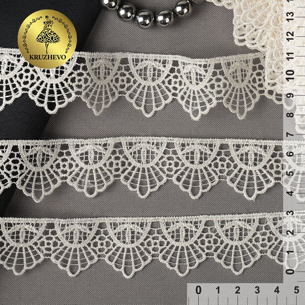 Кружево гипюр (плетёное) 30 мм / 13.71 метров, TBY.4GB2502, цв.F102 молочный