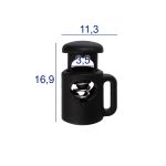 Фиксатор (зажим) для шнура пластик 1 отв., ⌀3.5 мм, 24 шт, №01 черный, Micron A 8859