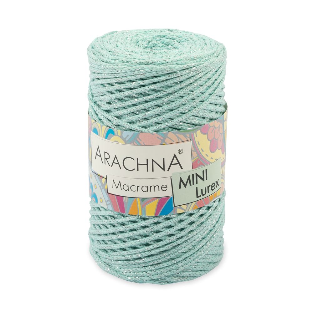 Пряжа Arachna Macrame Mini Lurex / уп.4 мот. по 250г, 200 м, 19 мятный-серебро