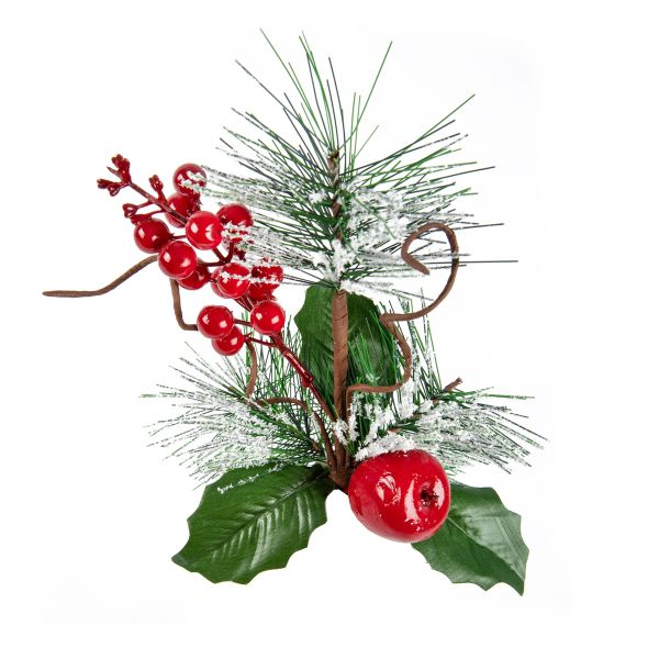 Веточка декоративная хвойная с ягодами 26 см, 3 шт, 01, Blumentag
