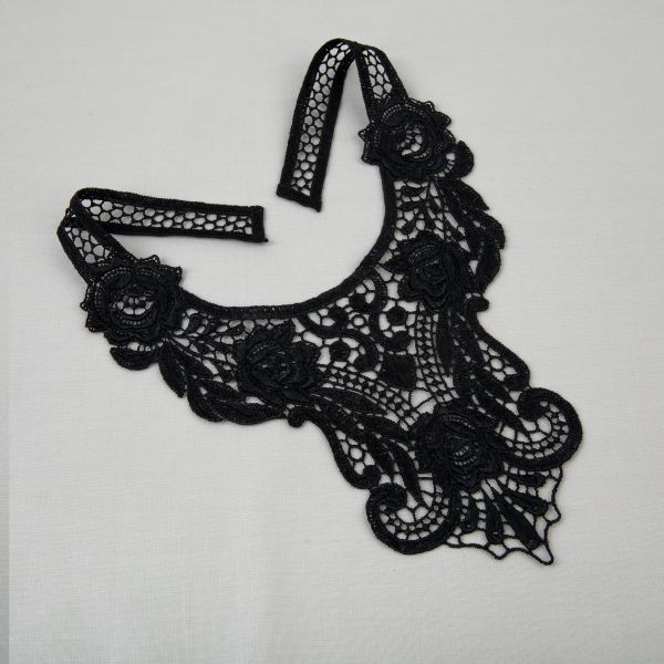 Пришивная кружевная вставка 270 мм, гипюр, 10 шт, Турция, черный, Gamma GIC-35-01