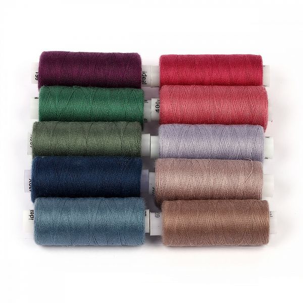 Швейные нитки (набор) 40/2, 10 кат. по 366 м, 100% п/э, MIX DS, ассорти (пыльные оттенки)