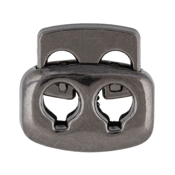 Фиксатор (зажим) для шнура металл 2 отв, ⌀3.5 мм, 12 шт, №06 черный никель, Micron GB 2006