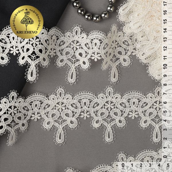 Кружево гипюр (плетёное) 65 мм / 13.71 метров, TBY.16GB2006, цв.F102 молочный