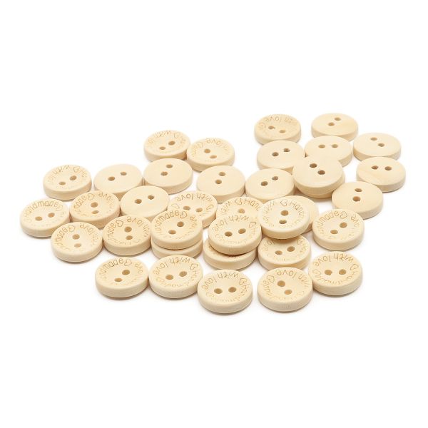 Пуговицы на 2 прокола Handmade with love 20L (12,5мм), дерево (Milk (молочный)), W22, 36 шт