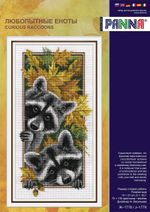 Набор для вышивания нитками Panna, Любопытные еноты, 15х27 см
