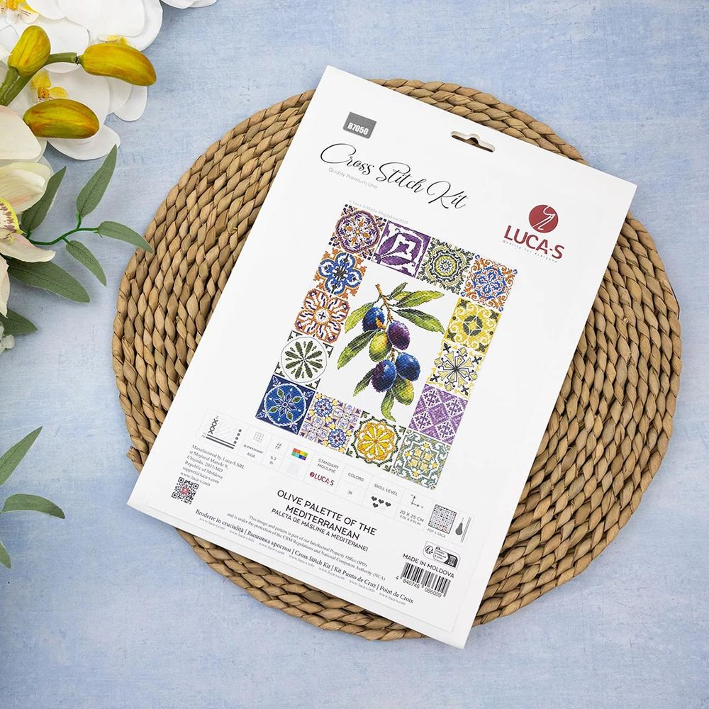 Набор для вышивания нитками Luca-S, Оливковая палитра Средиземноморья, 20х25см
