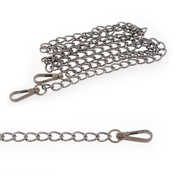 Цепочка для сумки с карабинами металл 107936 1200 мм толщ.10 мм, цв. чер.никель уп. 1 шт