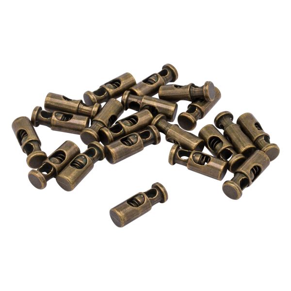 Фиксатор (зажим) для шнура металл 20х8 мм, ⌀3.5 мм, металл (латунь), 20 шт