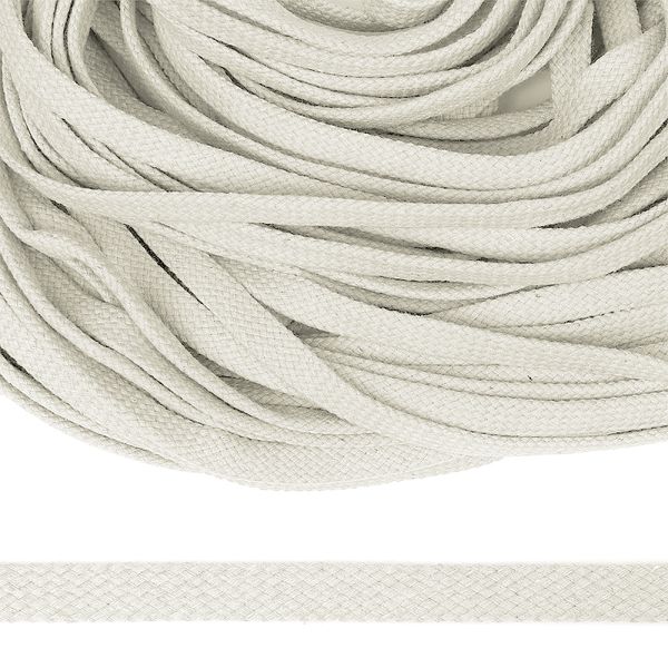 Шнур плоский плетеный х/б ⌀10.0 мм / 50 метров, турецкое плетение 102 бежевый