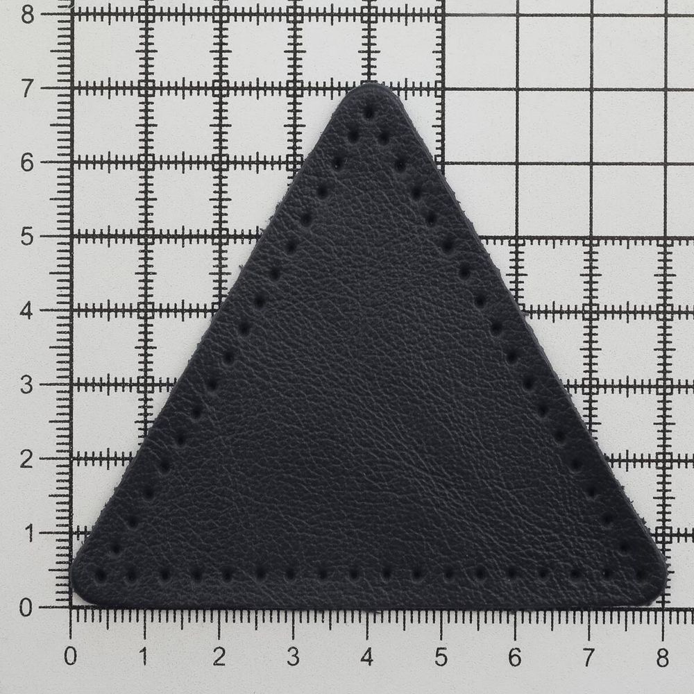 Заплатки пришивные из кожи, треугольник равносторонний 8см с перфорацией, 2 шт, 100% кожа, 05 темно-синий, 9126