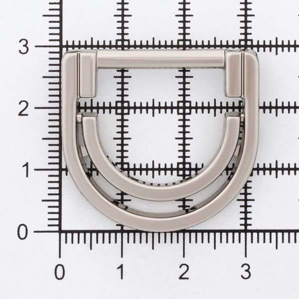 Полукольцо двойное металл внутр. 20 мм (внешн. 32х30 мм), 1 шт, металл, серебро никель, MB-158