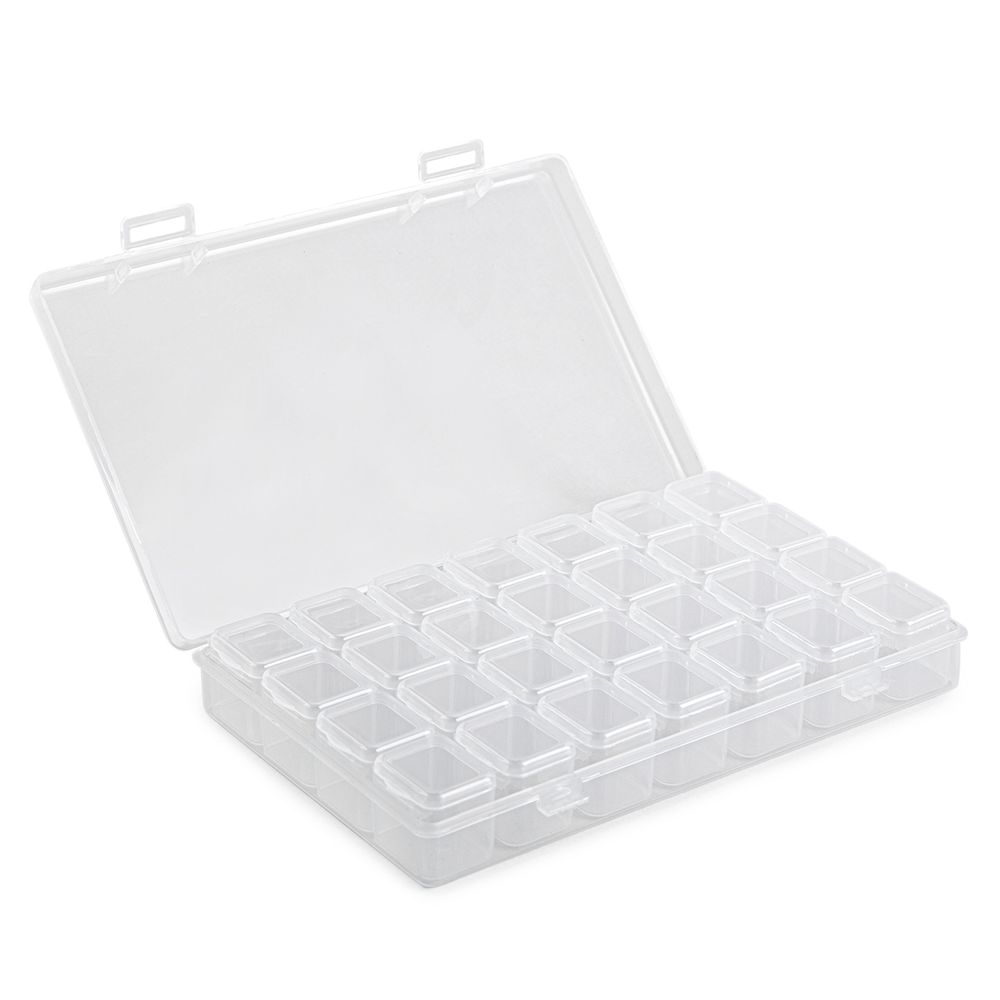Органайзер для бисера с ячейками 10.6х17.5х2.6 см, 28 яч., пластик, прозрачный, Gamma ОМ-028