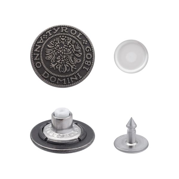 Пуговицы джинсовые ⌀20 мм, фиксированная ножка, Герб, т.никель, 20 шт, 64345, BIG