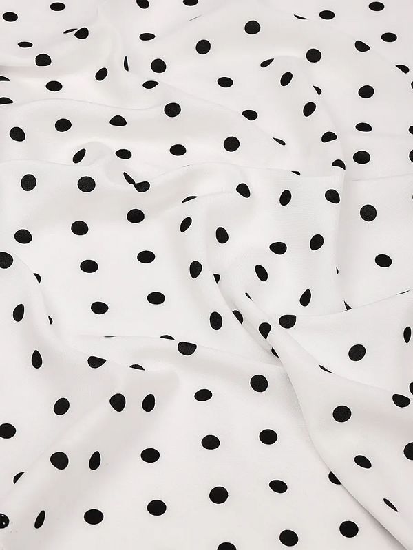 Штапель в горошек 90 г/м², 145 см / 2 метра, TBY.Vidt.04 цв.белый