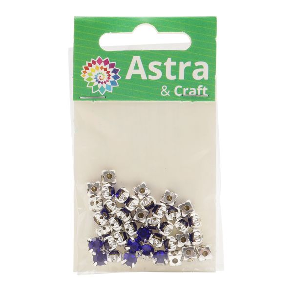 Хрустальные стразы в цапах/серебро, 6мм, 40 шт/упак, Astra&Craft (25 синий), 4AR169/176