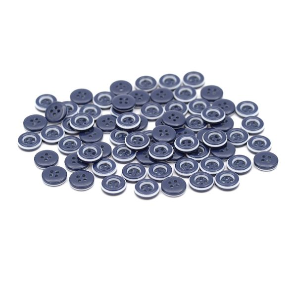 Пуговицы 4 прокола 17L (10,5мм), пластик (col.C т.синий с белой полосой), 72 шт, CN 2805