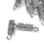 Замок винтовой для бус арт.MH.11192-2 цв.серебро 14х4мм уп.50 шт