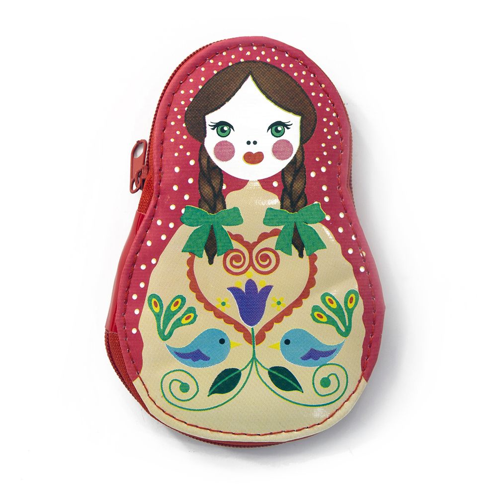 Набор дорожный швейный Матрешка в пластиковом органайзере на молнии, красный, Hemline /TOS/