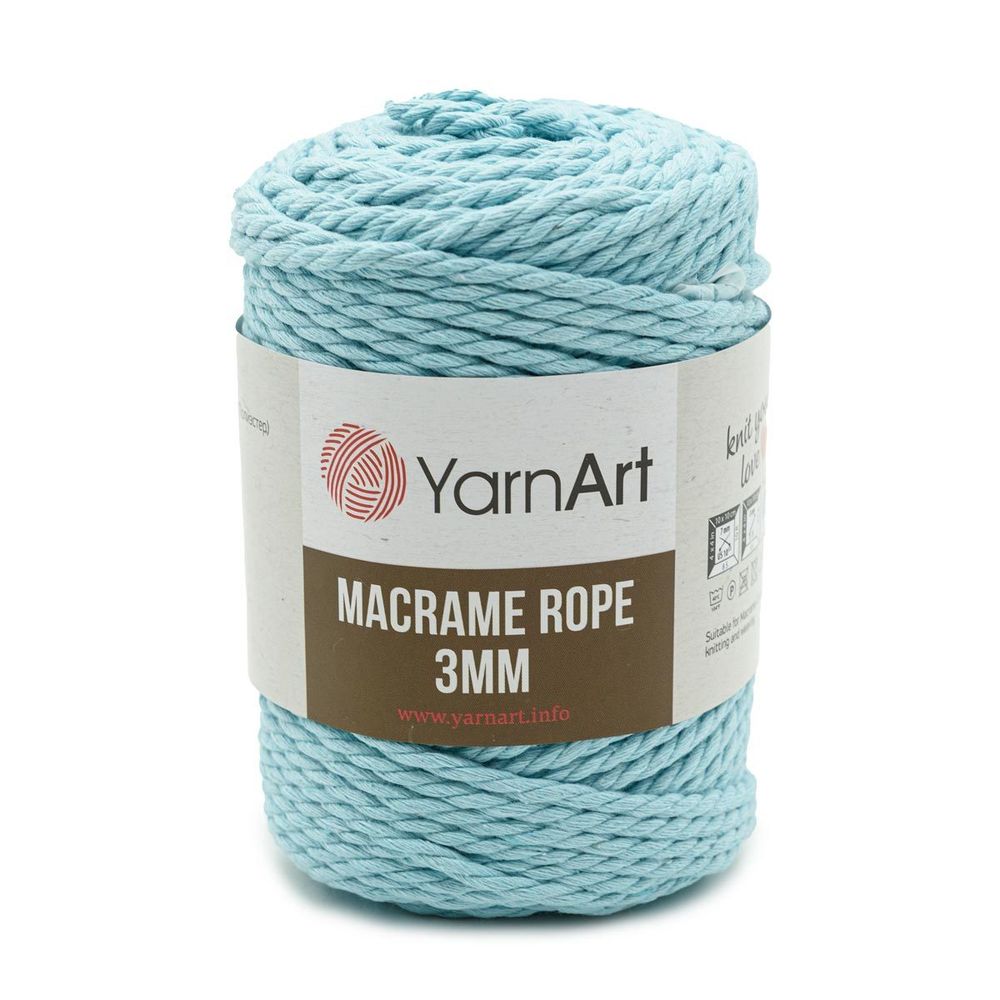Пряжа YarnArt (ЯрнАрт) Macrame Rope 3мм / уп.4 мот. по 250 г, 63м, 775 светлая бирюза