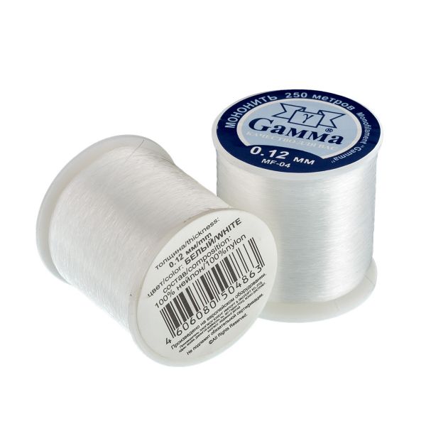 Нить прозрачная (мононить) 0.12 мм / 12 кат. по 250 метров, черный, Gamma MF-04