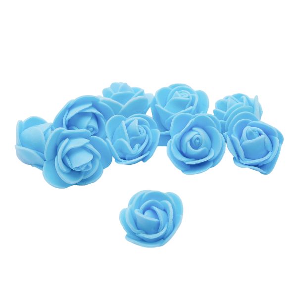 Цветочек Розочка из фоамирана 35 мм, уп. 10 шт, голубой