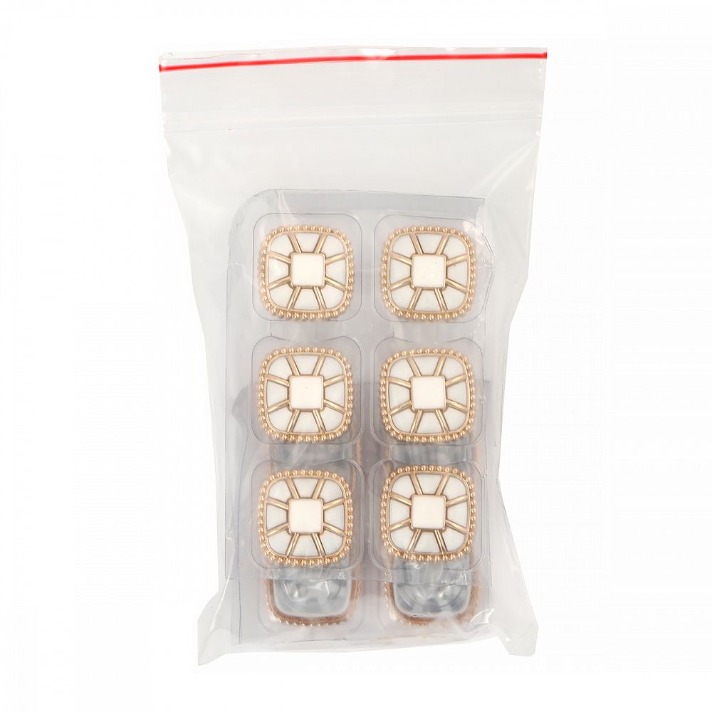 Пуговицы на ножке металлические 28L=18мм, С-MP07 цв.золото/белый, 10 шт