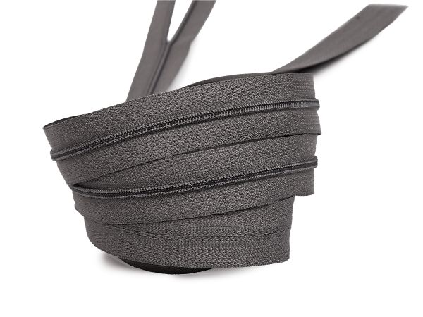 Молния рулонная витая (спираль) Т3 (3 мм) УСИЛЕННАЯ, НА БОБИНЕ, S-306 серый (цв.SBS) / кор. 1200 метров