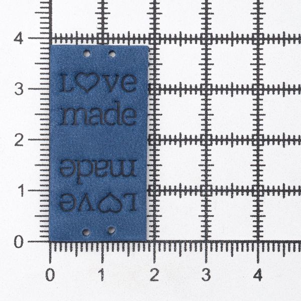 Бирка кожаная с тиснением Love Made 1,9х3,8см, уп.4 шт, синий