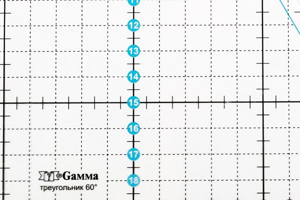 Линейка для пэчворка 20х23 см, треугольник 60°, пластик, Gamma QRL-09